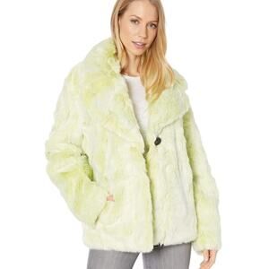 Avec Les Filles Chartreuse Green Faux Fur Oversized Coat Small Mob Wife Chunky